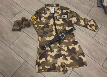 Army Camo Halloween Costume Romper with Belt