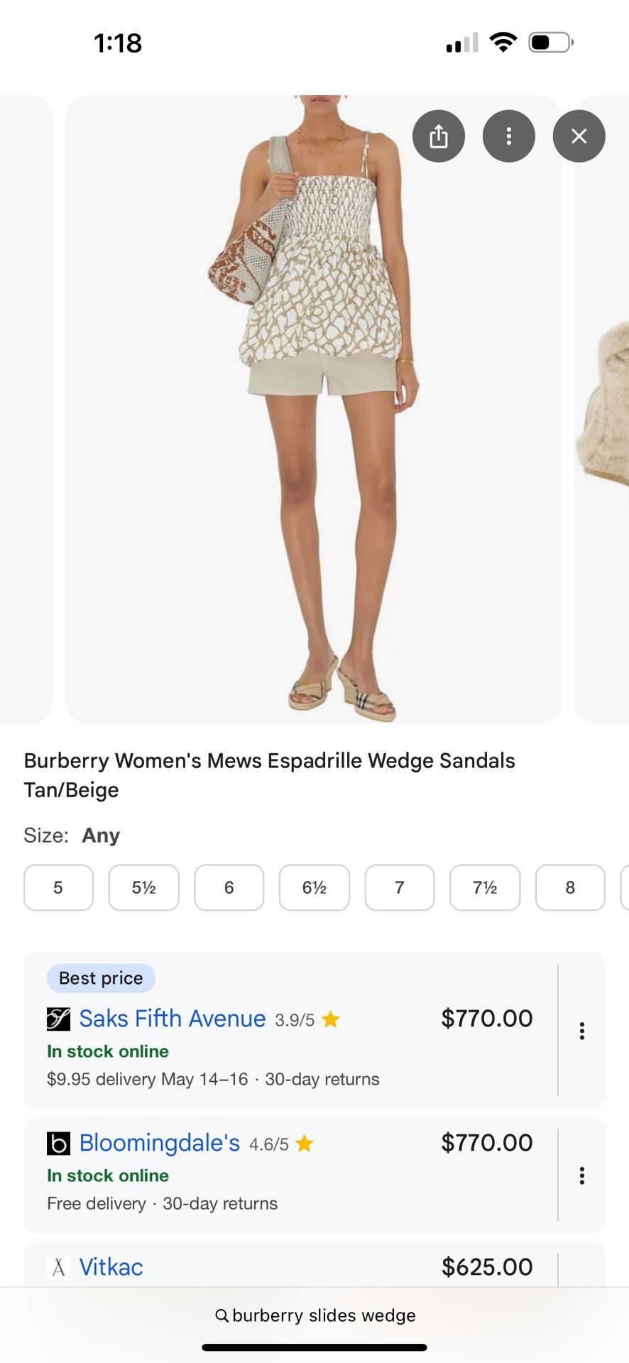 Burberry Slides Wedges Espadrille 39