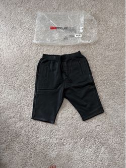 Celebrity designer waxed fabric tapered shorts extra length