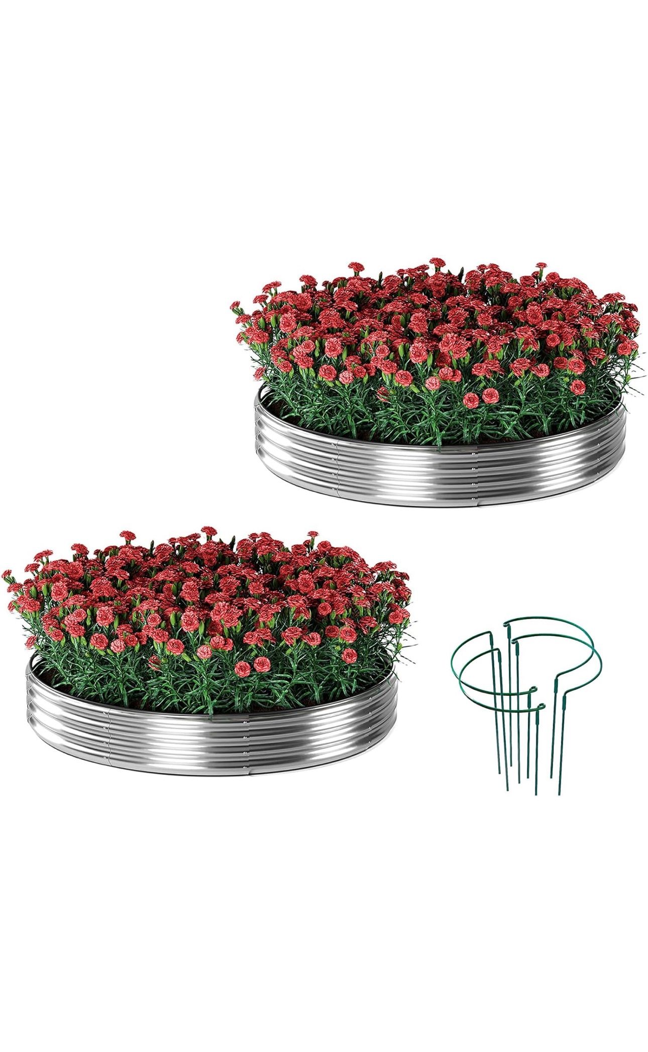 Set of 2 Metal Round Raised Garden Planter Bed Box for Outdoor Plant Size 36" Diameter, Height 12" New condition in box