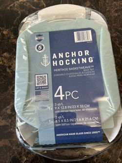 Anchor Hocking Basketweave Embossed 4-Piece Bakeware Bundle