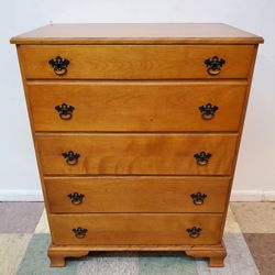 Vintage Salem Maple Chest Of Drawers - 5 Drawer Dresser By Heywood Wakefield
