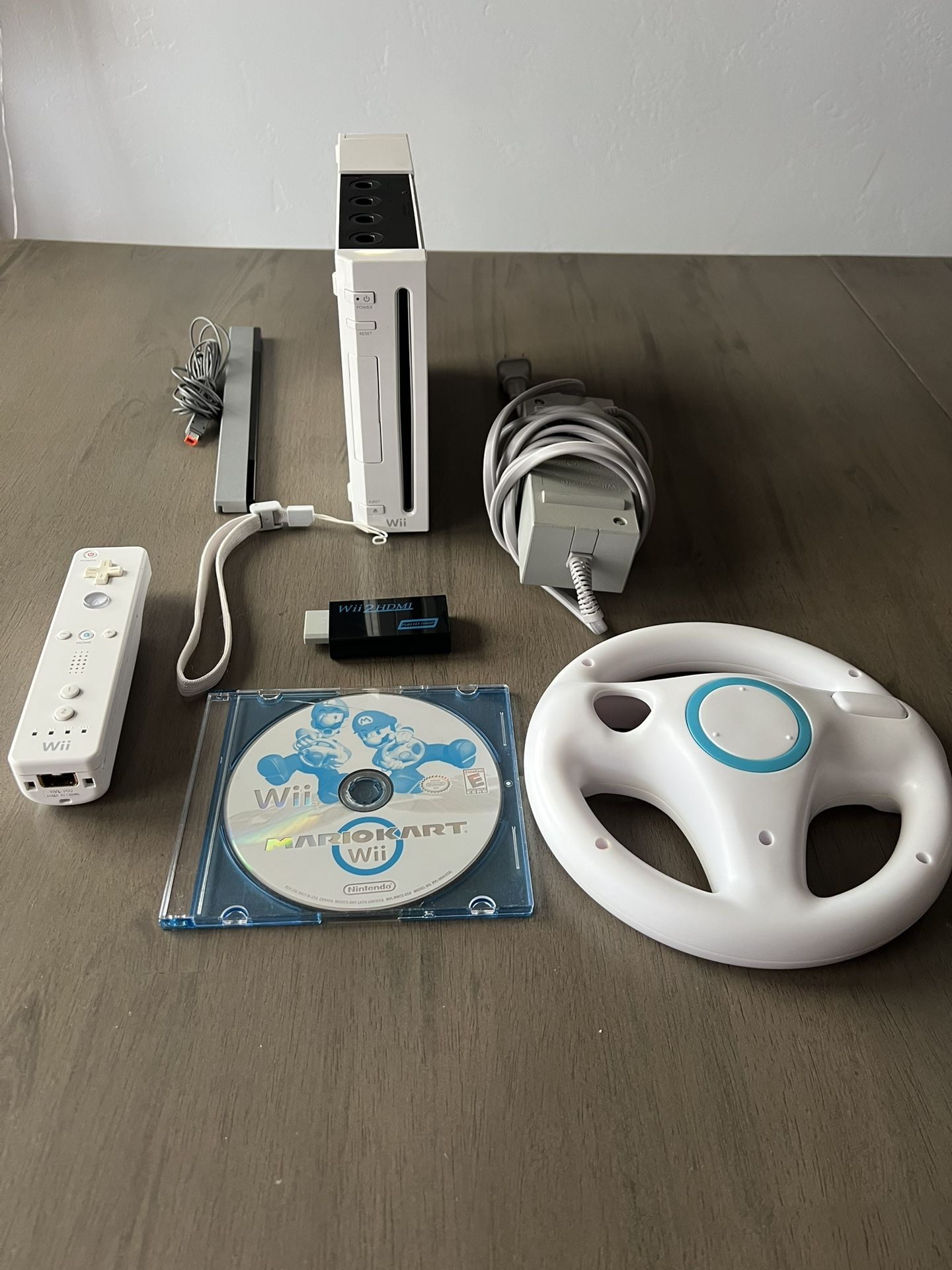 Nintendo Wii Mario Kart Bundle Steering Wheel Cord Remote Sensor Works