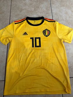 adidas Belgium 2018 World Cup Away Kit Men's Size L Eden Hazard#10 Yellow/Black