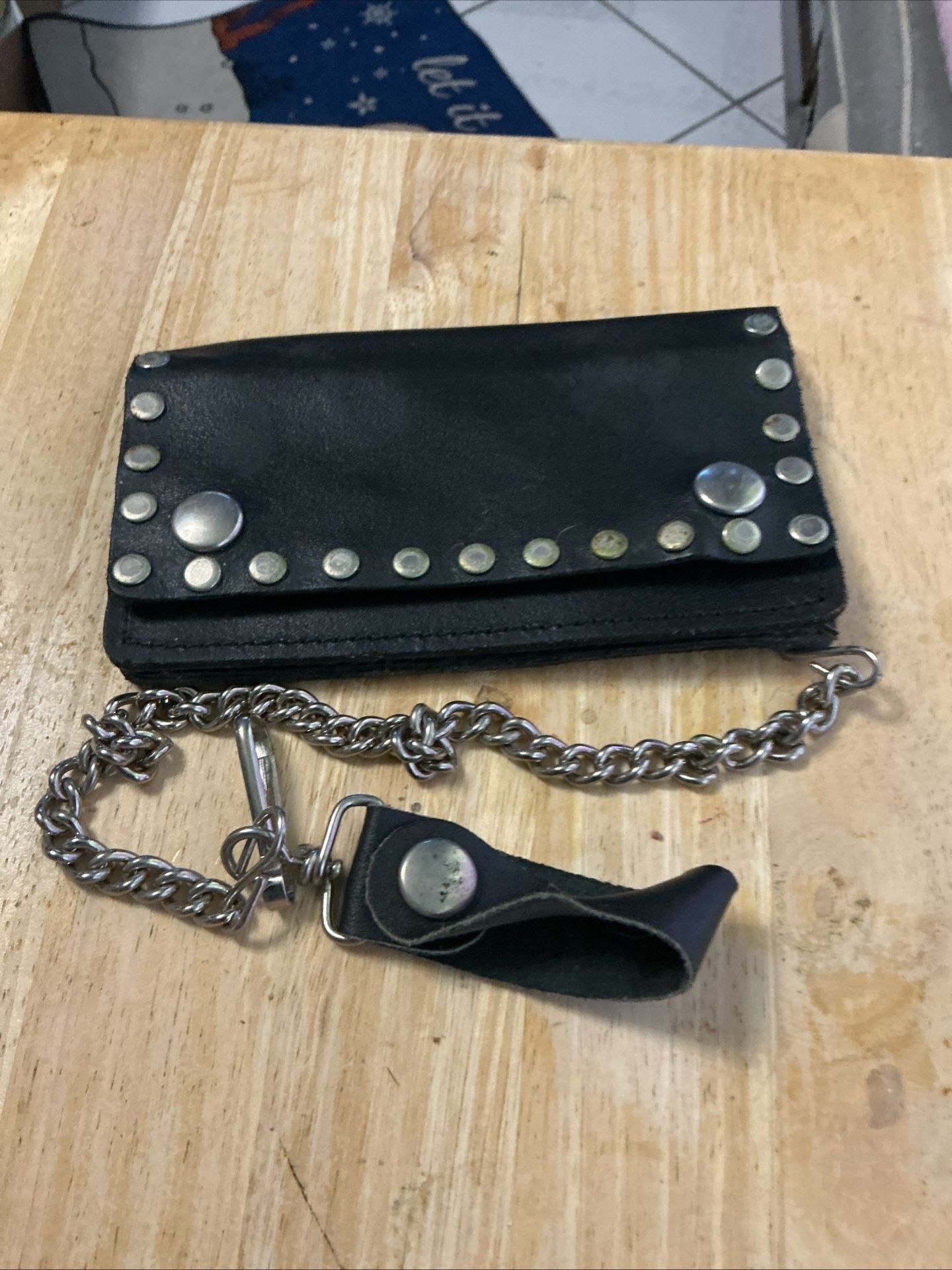 Genuine Leather Motorcycle Stud Wallet