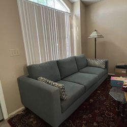 Beautiful Teal Linen Couch and Chair 