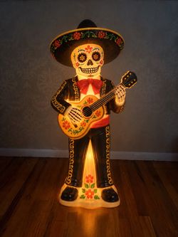 3 Ft Illuminated Day of the Dead Mariachi Yard Decoration Blow Mold