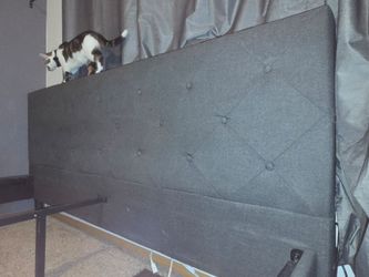 King size upholstered platform bed with mattress