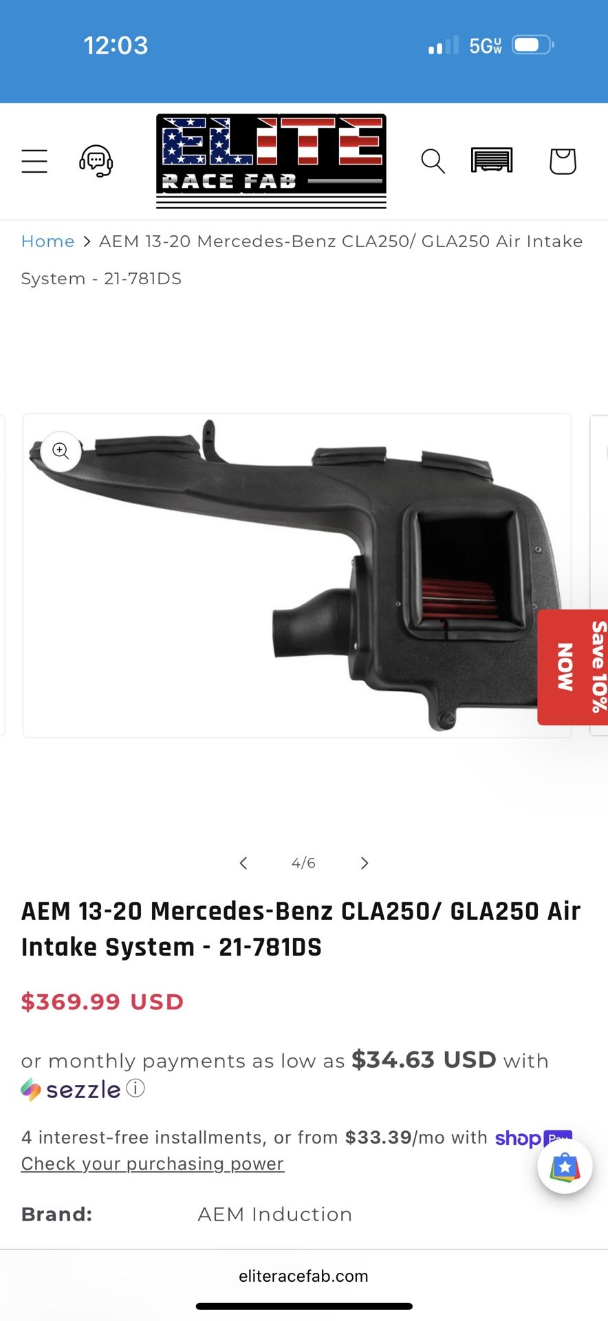 Cold air intake 2014 to 2020 Mercedes-Benz CLA 250