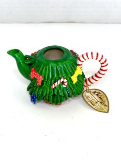 Vintage Khien Ceramics Miniature Christmas Tree Teapot Ceramic Figurine