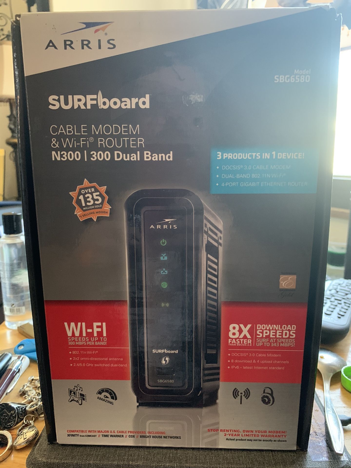 Aris surfboard cable modem and Wi-Fi router