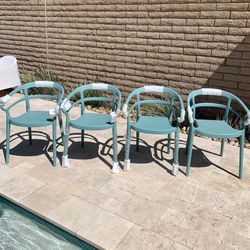 OUTDOOR CHAIRS (4) TEAL BLUE BRAND NEW