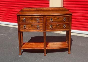 Vintage Mahogany Bow Front Console Table with Drawers