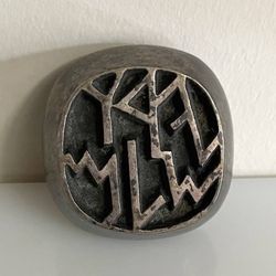 Vintage Silver Plated Yehiel Hadany Arts & Crafts Jerusalem In Ancient Hebrew Paperweight