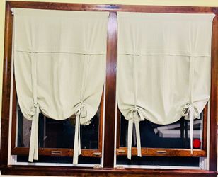 Pottery Barn kids light green gingham shades