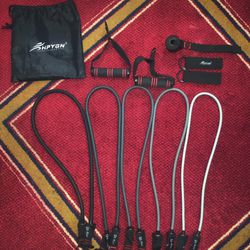 Resistance /Exercise/Fitness/ Workout Bands w/Door Anchor &  Ankle Straps Up To 150lbs  Brand New! 