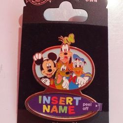 Disney Pin Create Your Own Name Tag - Fab 4 Mickey Donald Goofy Pluto From 2008
