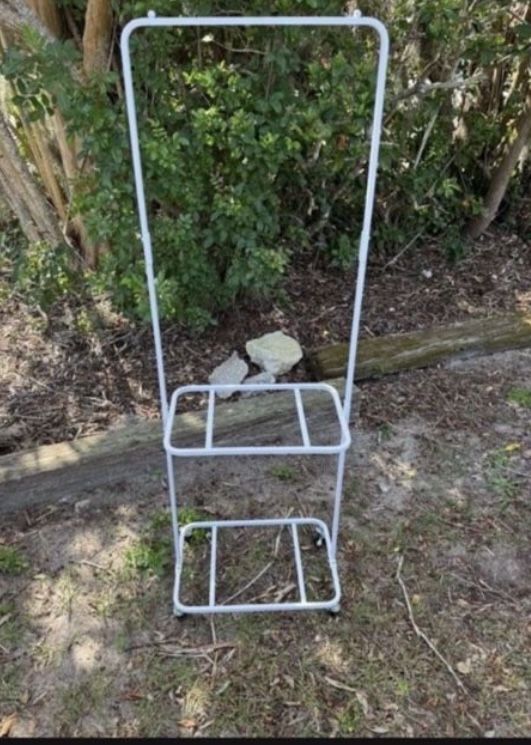 Last Chance metal garment rack on wheels great for a small apartment