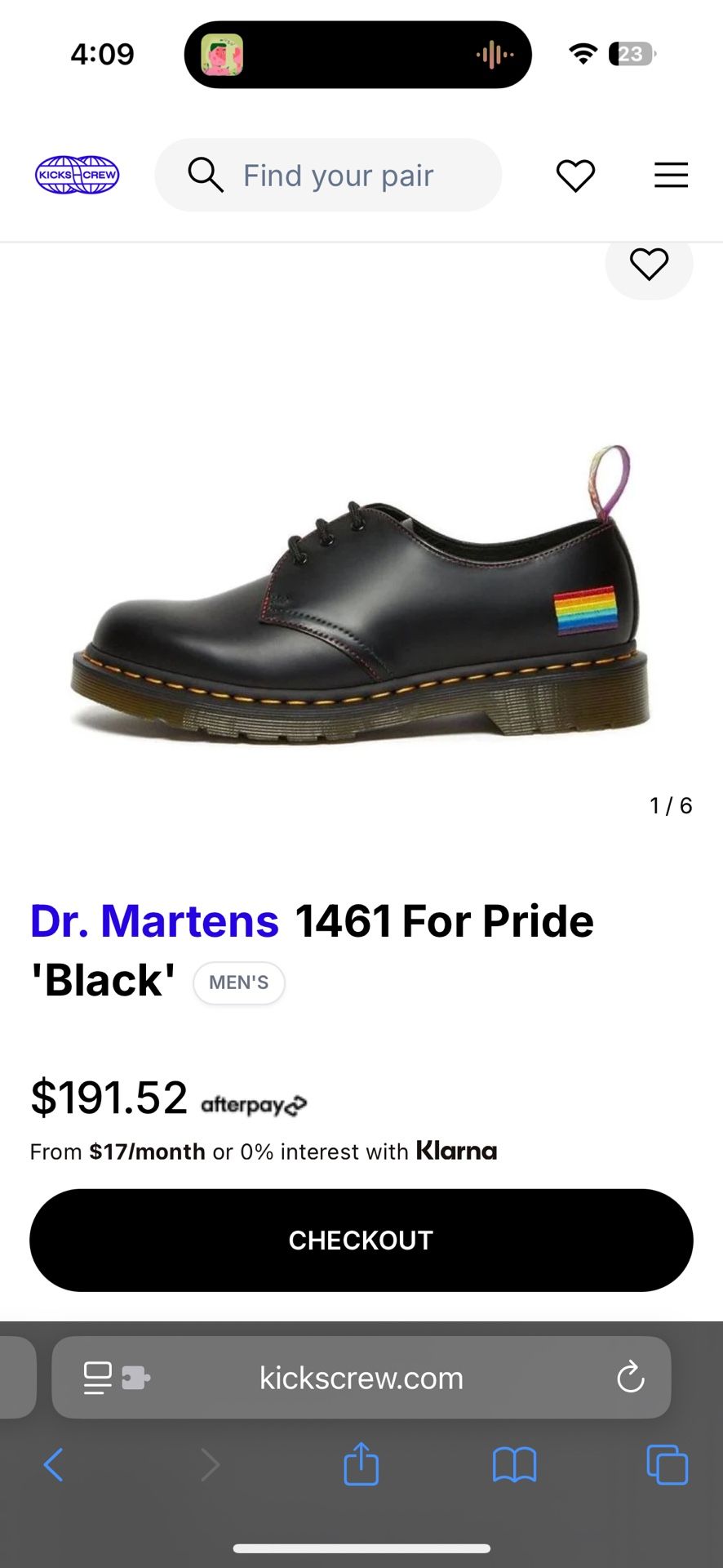 Dr. Martens1461 For Pride 'Black' Size M7