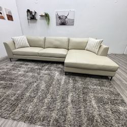 Cream Sectional Leather Couch - Free Delivery 