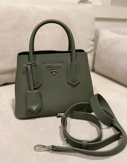Prada Small Leather Tote – Olive Green