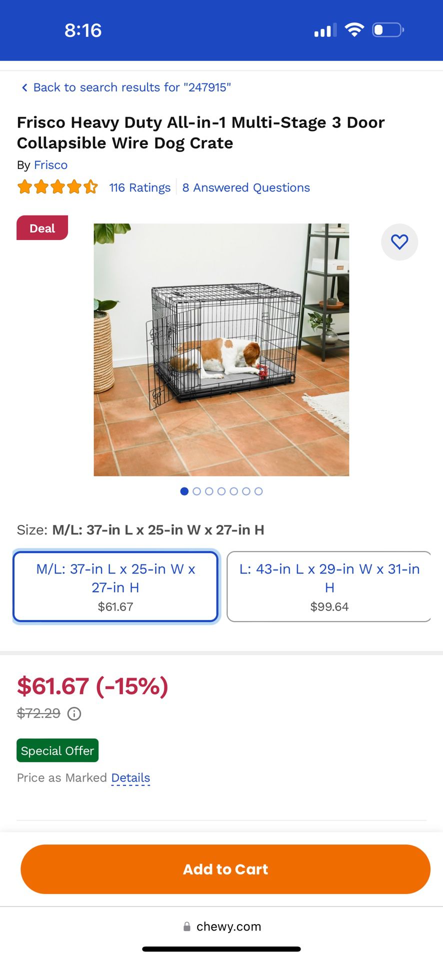 M/L Dog Crate/ Cage