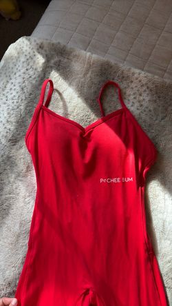 Red pochee bum body suit gym