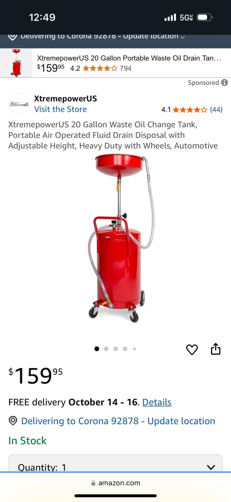 Oil Drain 20 Gallon New