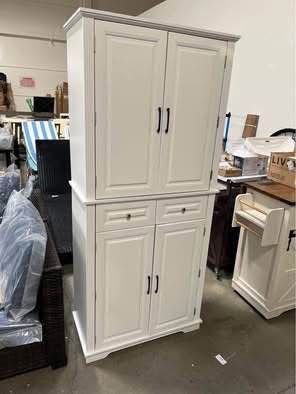 AS IS New Assembled 72” Tall Pantry Storage Cabinet Kitchen Pantry Cabinet w/ Drawer Door Shelves