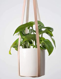 Genuine Leather Plant Hanger - Modern Hanging Planter for Indoor Plants Cactus and Succulent Hanging Plant Holder