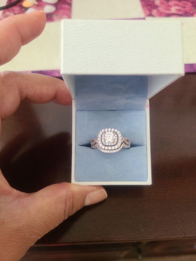 NEWSHE JEWELLERY Wedding Band Engagement Ring Set