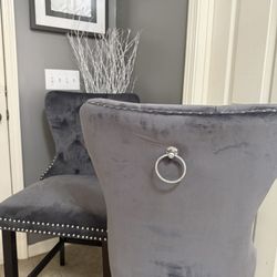 Beautiful  Gray Velvet Chairs 