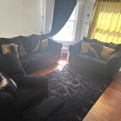 3 Pc Black Sofa 