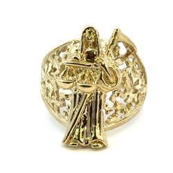 Men’s 10k Yellow Gold Santa Muerte Ring Size 9 GP3122153