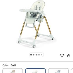 Peg Perego Prima Pappa Zero 3 - High Chair - for Children Newborn to 3 Years of Age - Made in Italy - Gold (White & Gold)