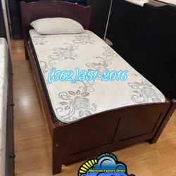 Twin Wooden Bed Frame Cama Con Trundle Colchones 