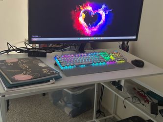 L shape standing desk with storage