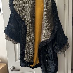 Handmade Black Robe W/gold Sequin Lining