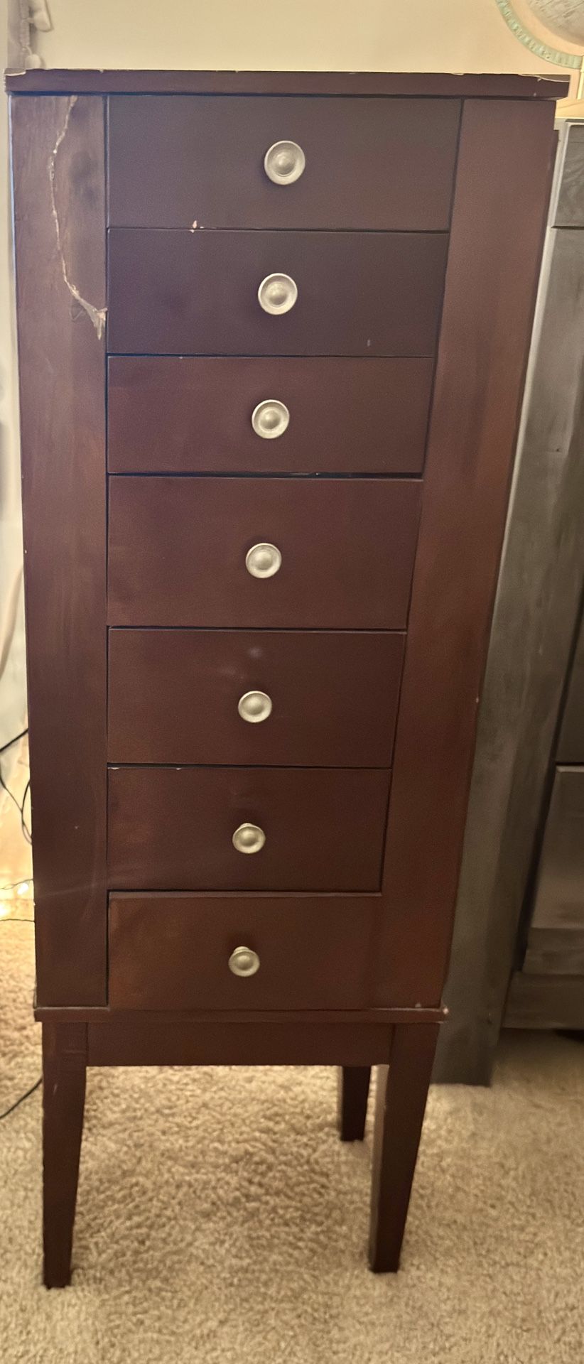 Jewelry Armoire – 7-Drawer Wood Cabinet w/ Mirror