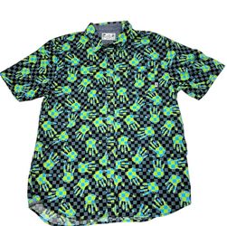 Vans x Joel Tudor Collection Button Up Hawaiian AOP Handprint T-shirt Large New