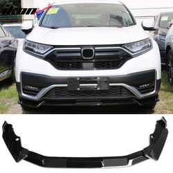 Fits 2020-2022 Honda CR-V IKON Style Front Bumper Lip Chin Spoiler Gloss Black 3PCS