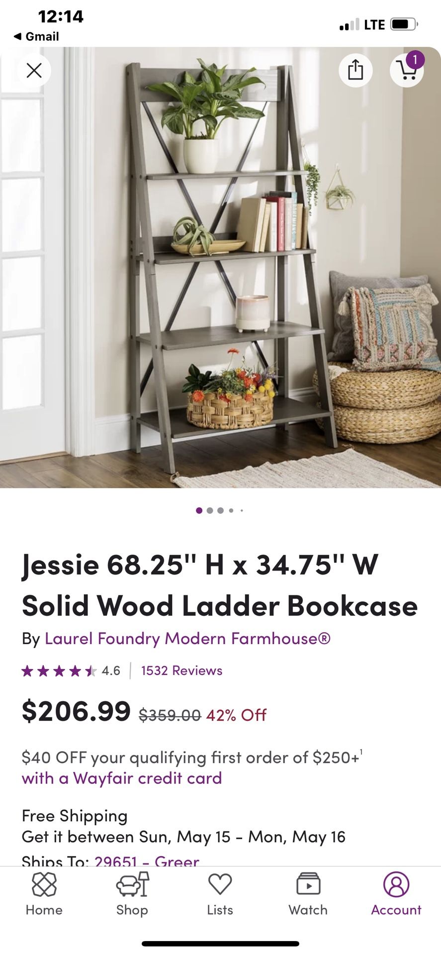 Wayfair Ladder Book Shelf (NO HARDWARE)