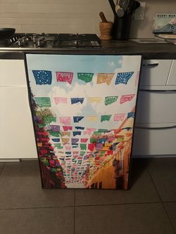Colorful Papel Picado Street Canvas Wall Art