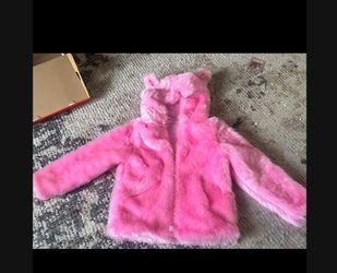 Pink Plush Fur Coat with Cat Ears - 6T My Favorite Plush Jacket new no tag