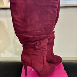 Burgundy Women’s Knee High Stiletto Boot