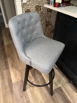 Gray Tufted Upholstered Bar Stool