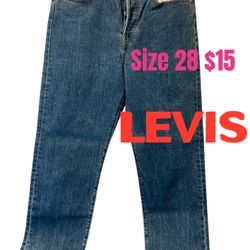 Levi's Women 501 Wedgie Straight Jeans Size 28 Dark Wash Button Fly Raw Hem Blue❤️M16 042526