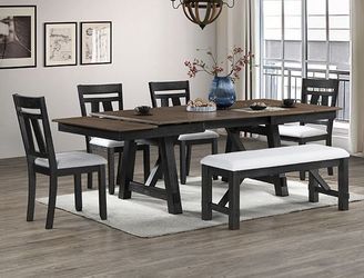 Dining set 6 pc Black finish, Brown top finish, New Especial price 