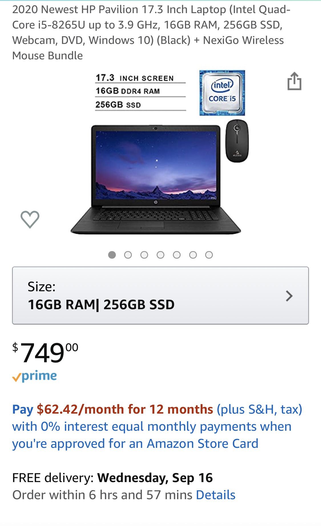 HP 2020 Laptop 17.3in 16GB Ram New