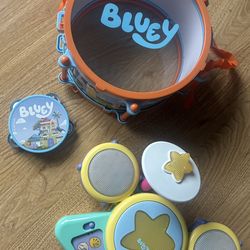 Bluey V Tech Drum Set &instruments $10For All No Drumsticks